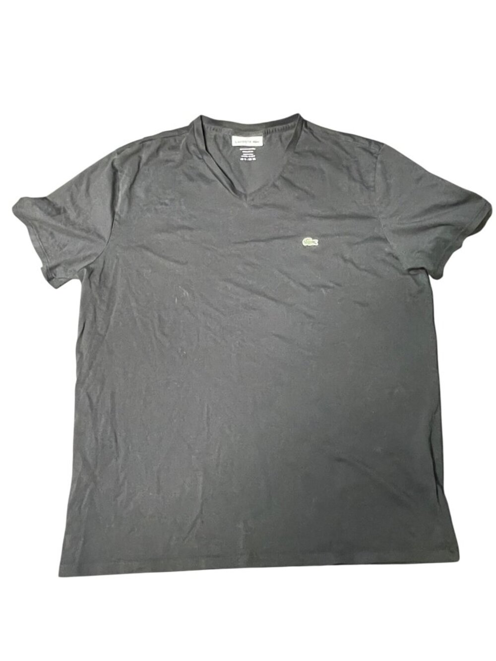Lacoste Mens Black V-Neck T-Shirt XL 100% Pima Cotton Regular Fit